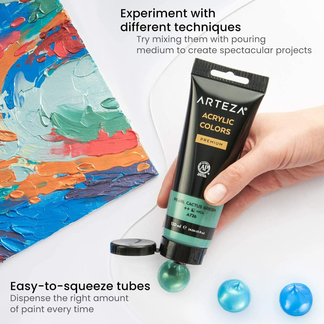 Arteza Metallic Acrylic Artist Paint Set Classic, 8x120ml