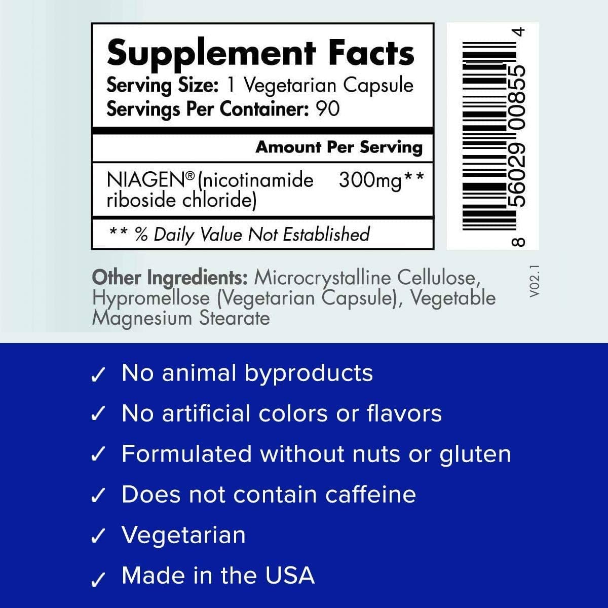 TruNiagen 90ct/300mg Multi Award Winning Patented NAD+ Boosting Supplement - More Efficient Than NMN - Nicotinamide Riboside for Cellular Energy Metabolism & Repair. Vitality, Muscle Health, Healthy Aging