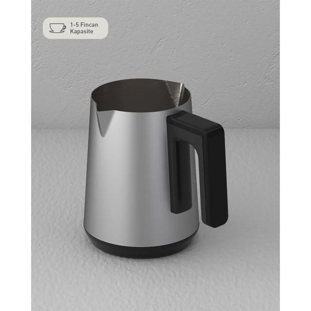 English Home TKM 6001 Steel Coffee Pot Double Carrying Turkish Coffee Machine Black-Chrome