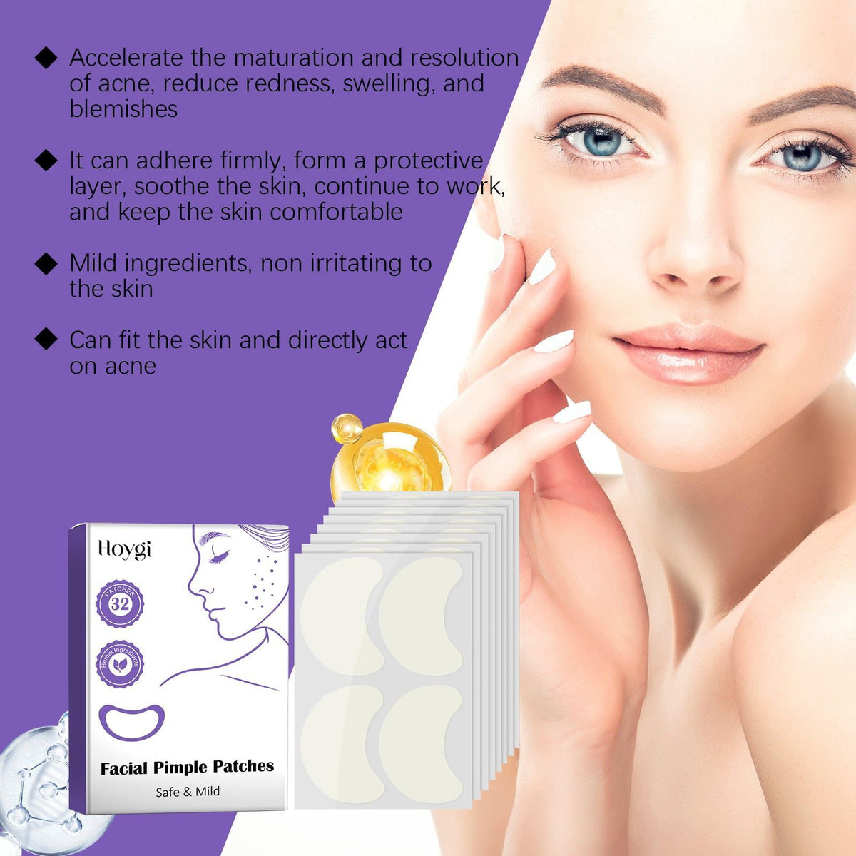 Clear Acne Patches for Fast Skin Care Repair, Redness Relief, Scar Prevention ,32 patches