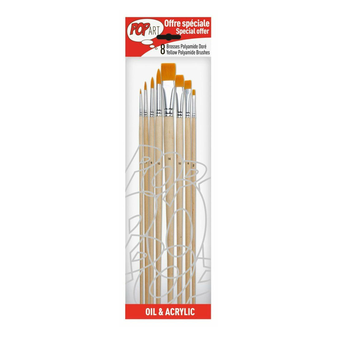 Pebeo 8 Pcs Oil/Acrylic Painting Brush Set