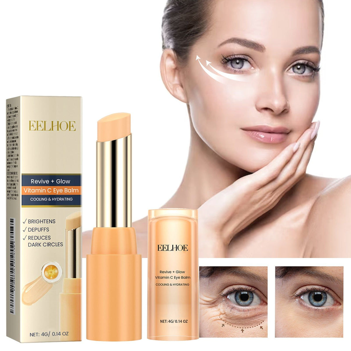Vitamin C Eye Balm, Fade Fine Lines, Brighten & Firm, Eye Care Stick ,4g
