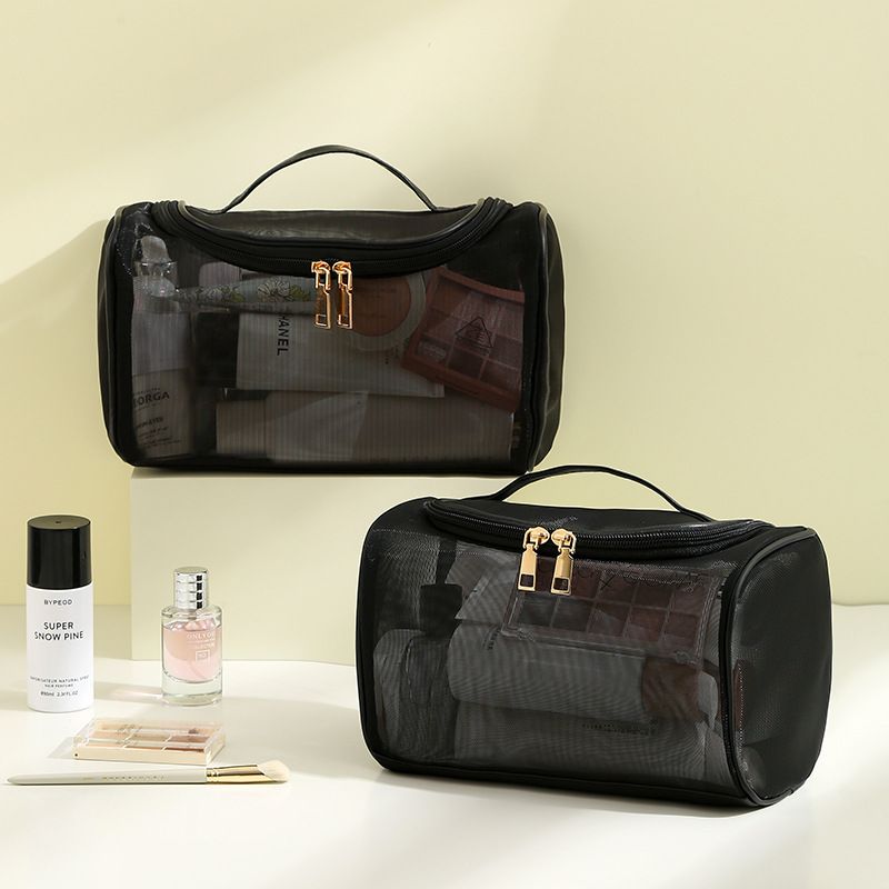 Large Mesh Cosmetic Organizer Pouch with Handle