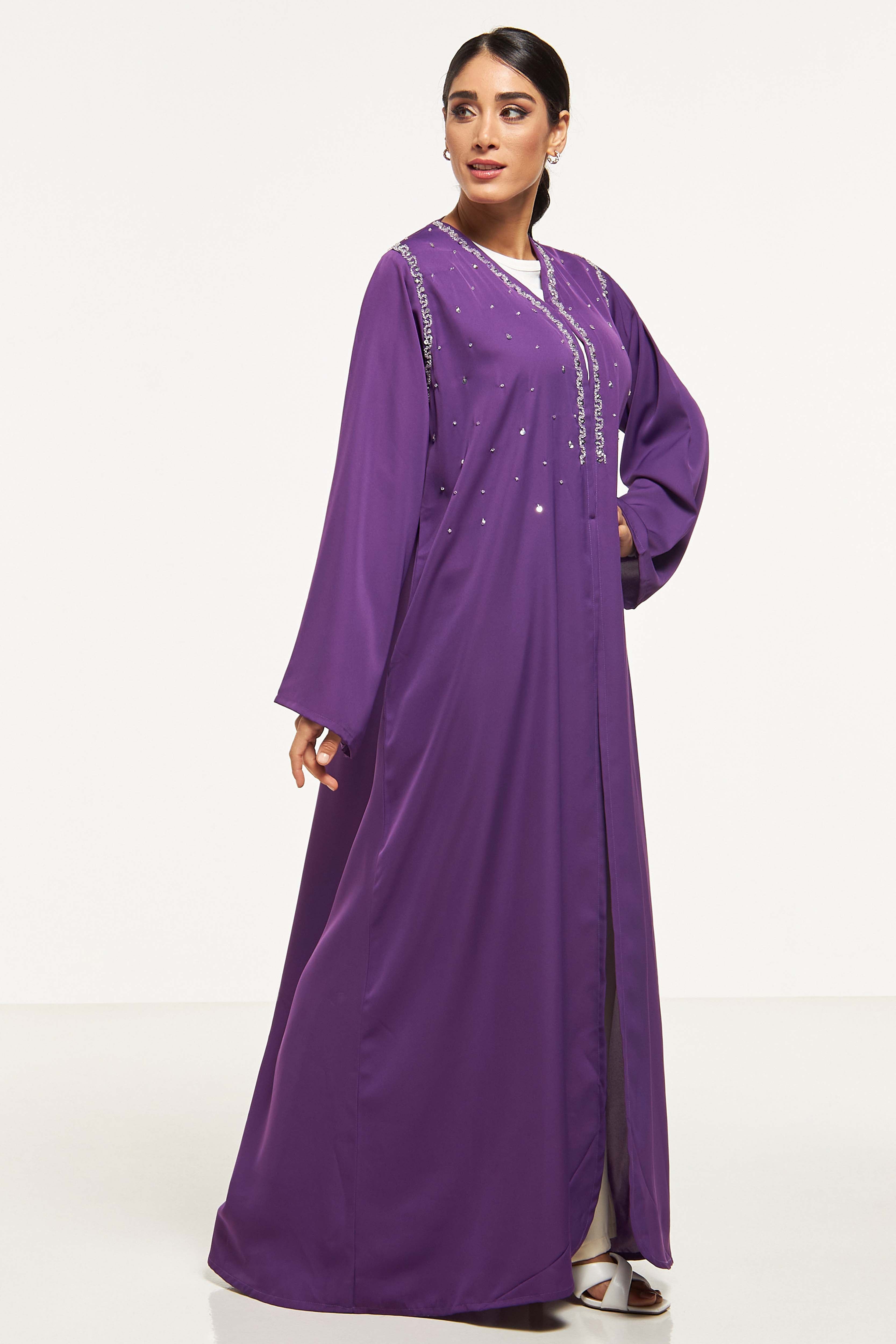 MOiSTREET Embellished Abaya with Sheila