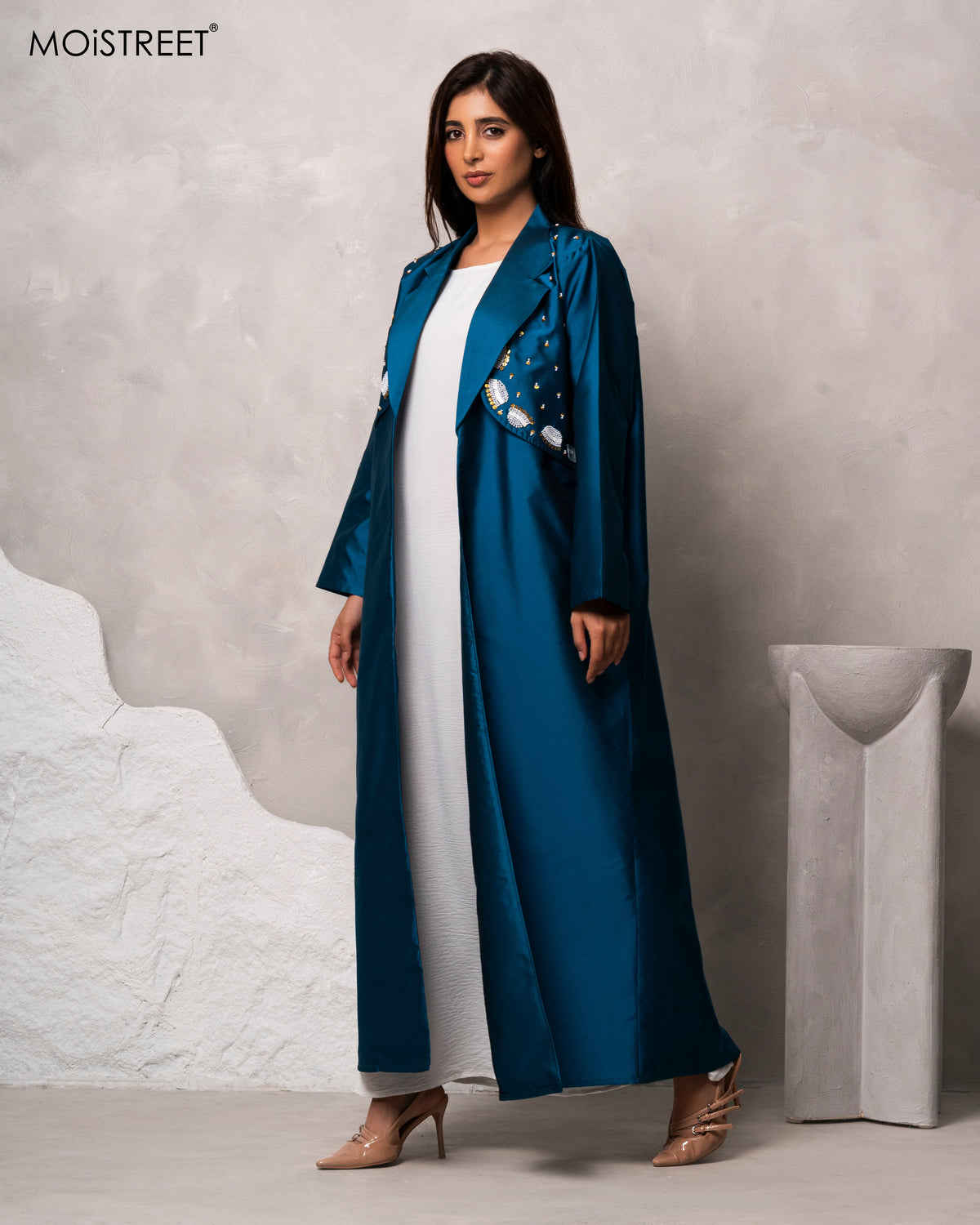 MOiSTREET Handmade Victoria Satin Tiffany Abaya