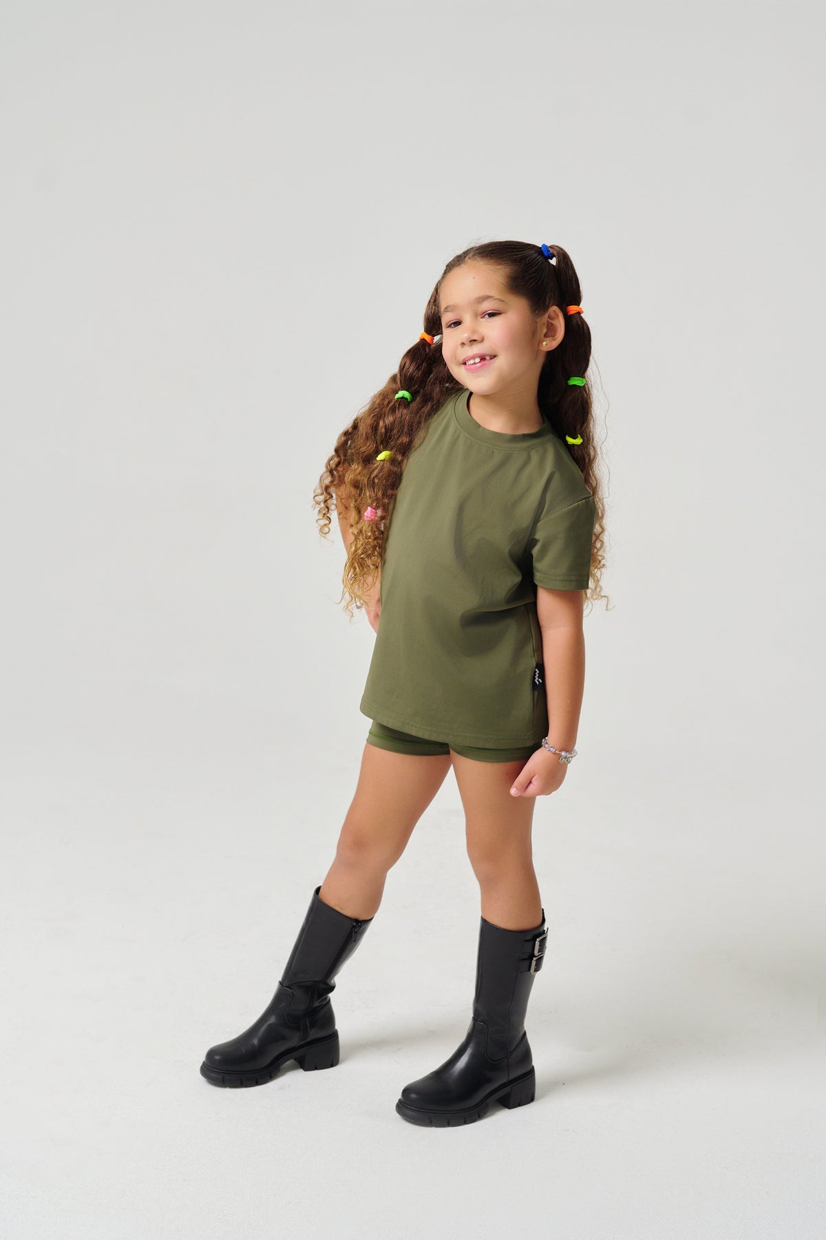 Regular Fit Kids Tights - Olive Green