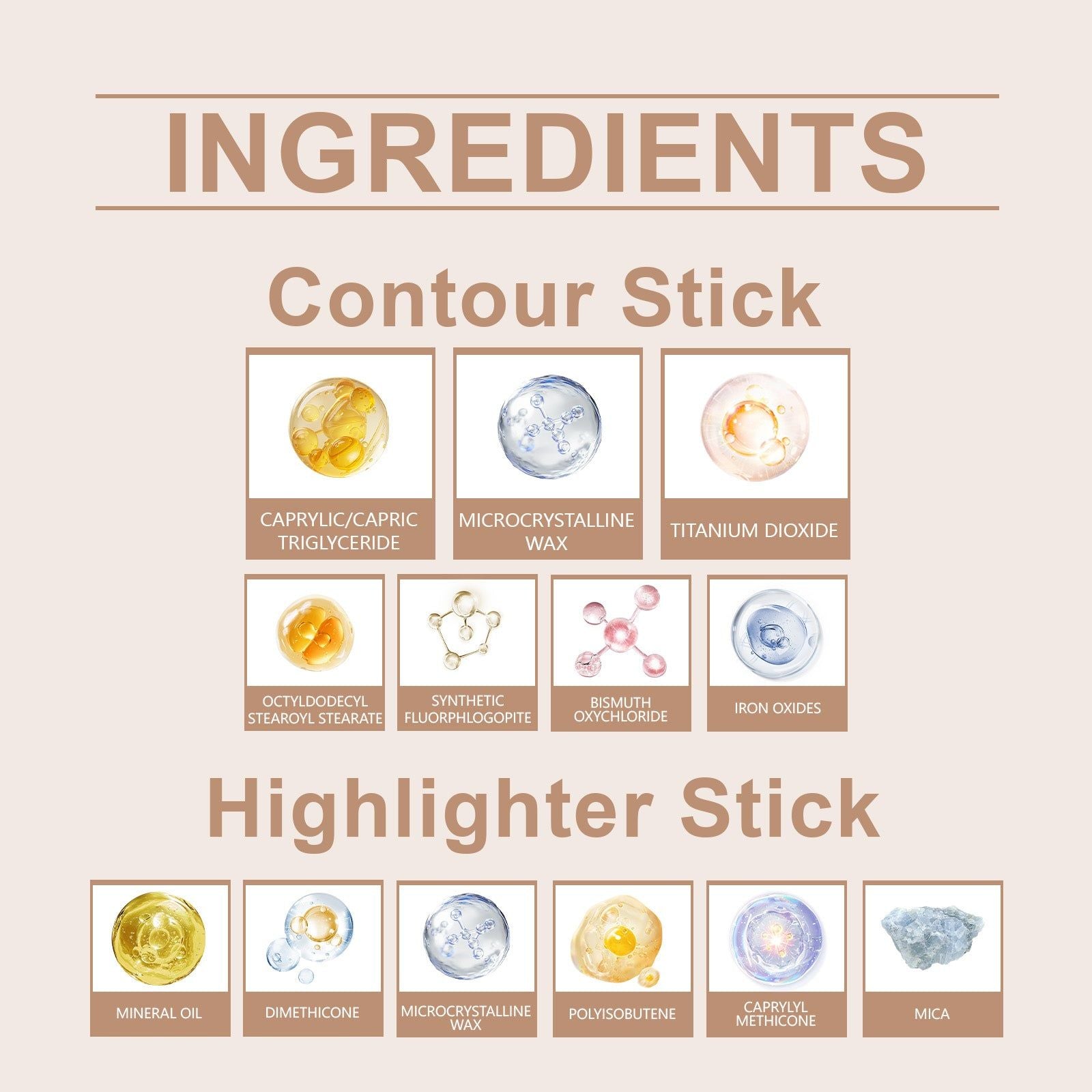2-in-1 Makeup Contour Stick, Brightening Highlighter, Dual-Head, Easy Glam ,7g