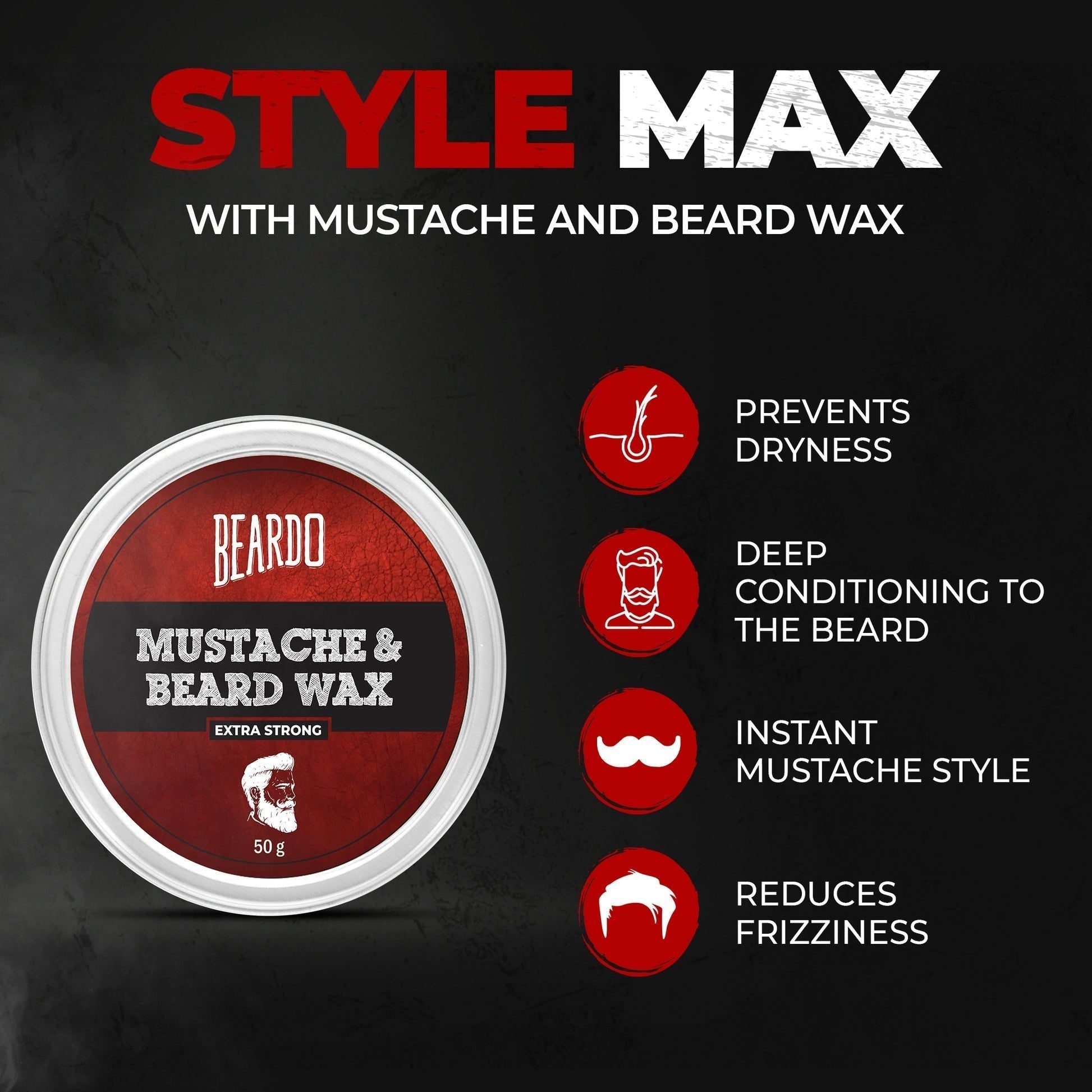 Beardo Beard n Mustache Ex Strong Wax 50g