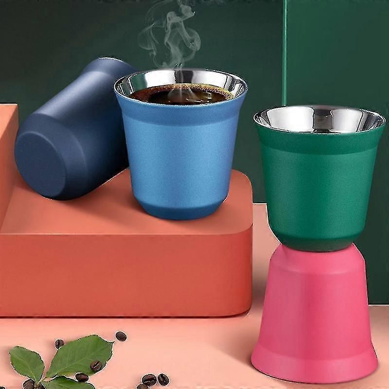 80ml Double Wall Stainless Steel Espresso Cup Insulation For Pixie Coffee Cup Capsule Shape Coffee zxin