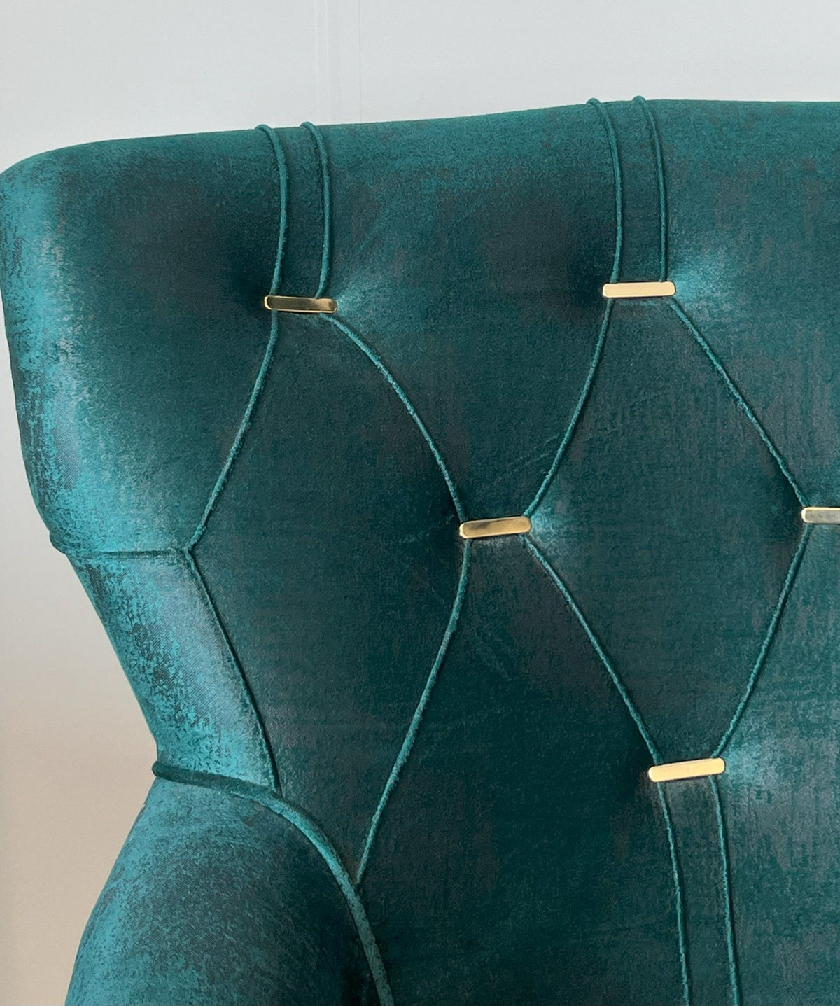 Leopar Teal Velvet Armchair with Gold Accents