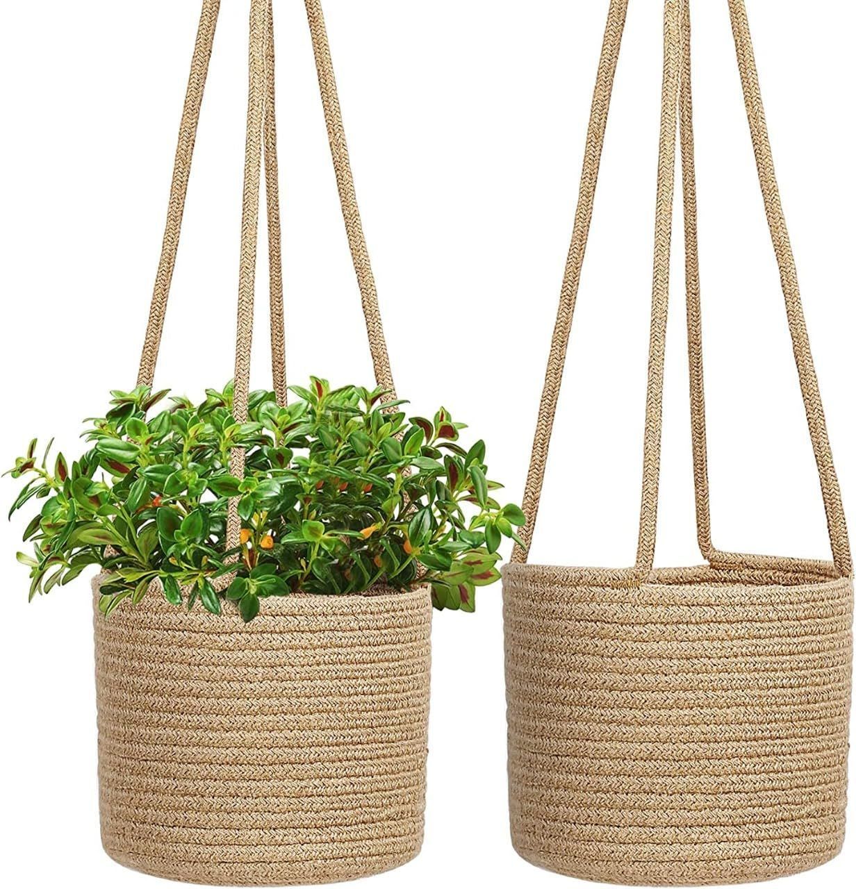 AIESY® Indoor Cotton Cord Hanging Planter Woven Basket