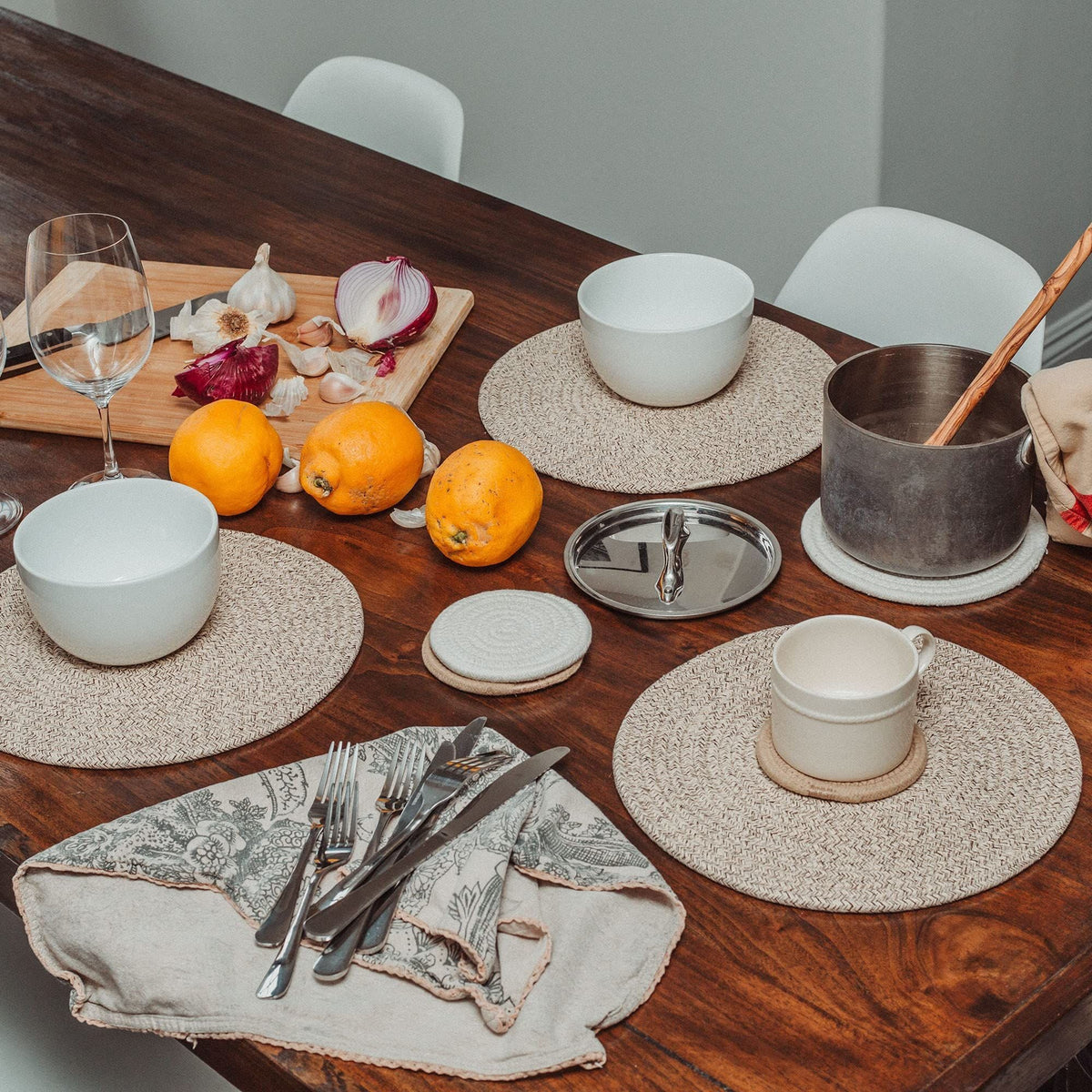 Set of 6 Farmhouse Absorbent Coasters for Coffee Table