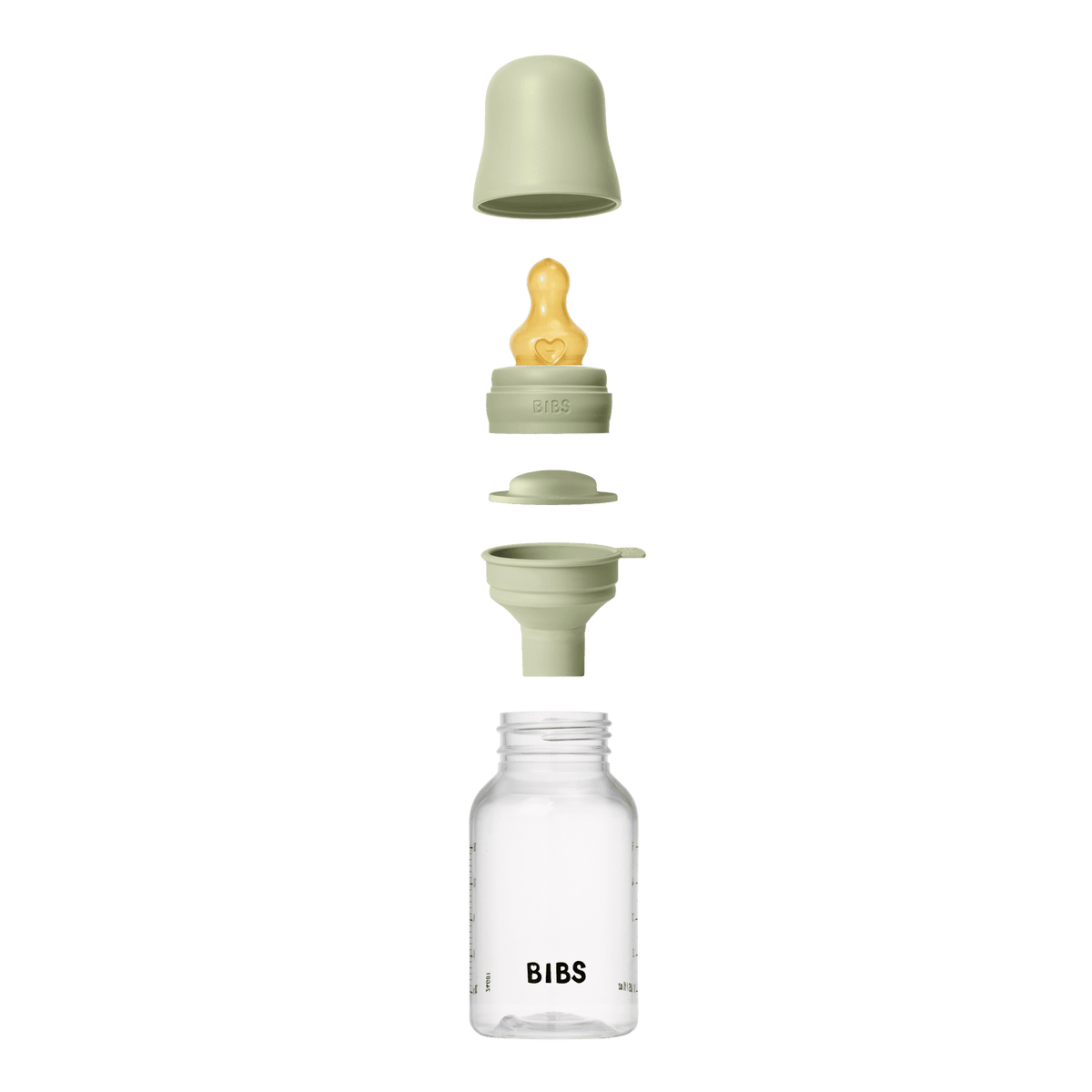 BIBS Baby Bottle with Round Latex Nipple – 150 ml Slow Flow | Sage