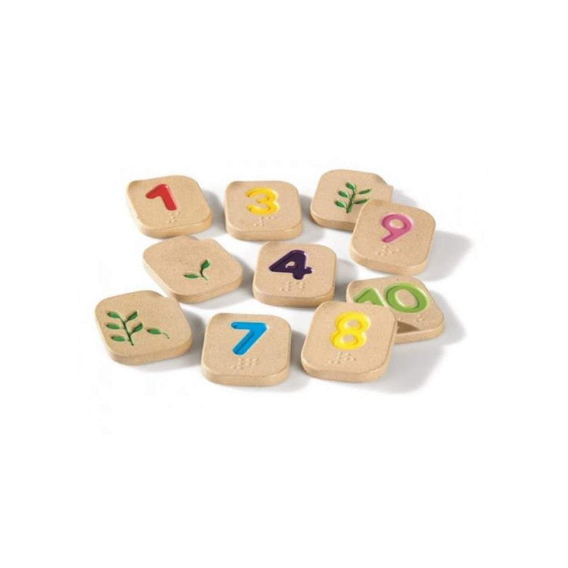 PlanToys Braille Numbers 1-10 — Wooden Braille Learning Set