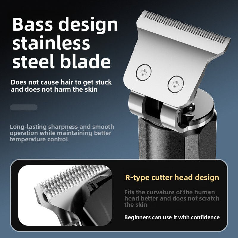 Black Electric Hair Clipper with Digital Display and 6 Adjustable Combs