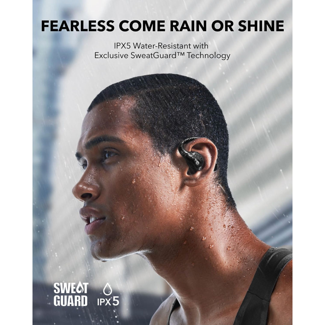 Anker Soundcore AeroFit Pro Open-Ear Wireless Earbuds with Spatial Audio & Neckband, Black