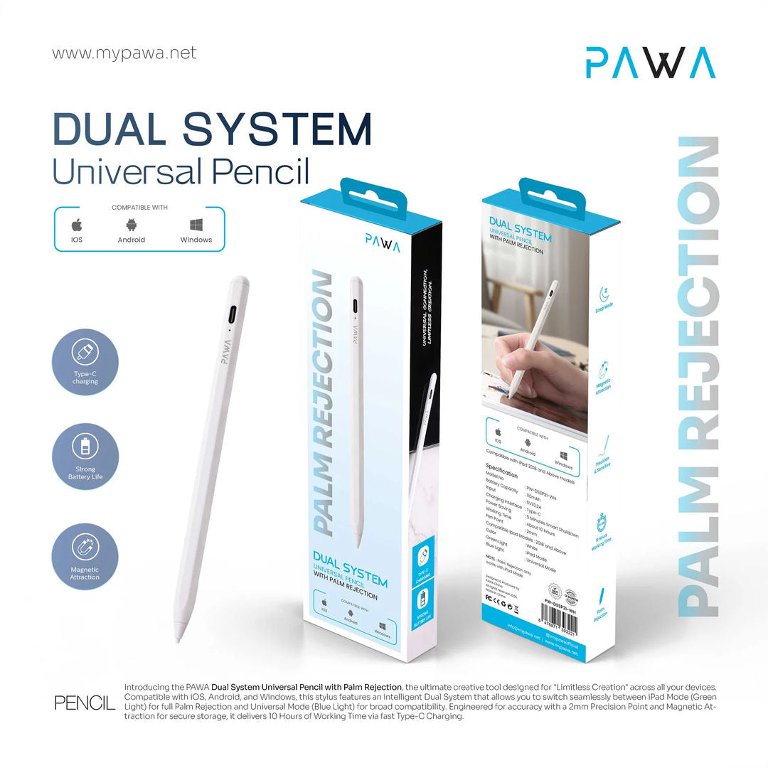 Pawa Nura Smart Pencil With Palm Rejection, White
