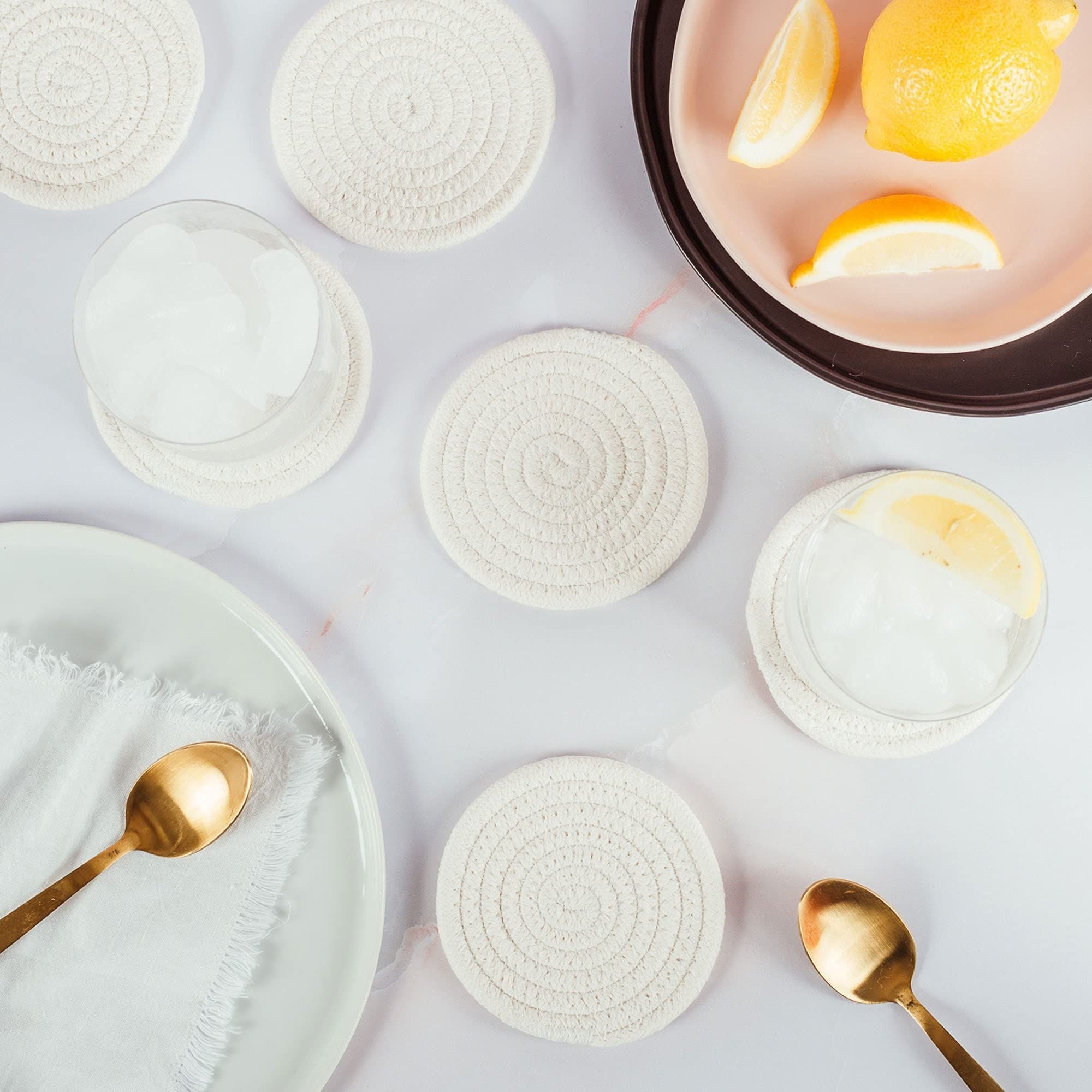 Set of 6 Farmhouse Absorbent Coasters for Coffee Table