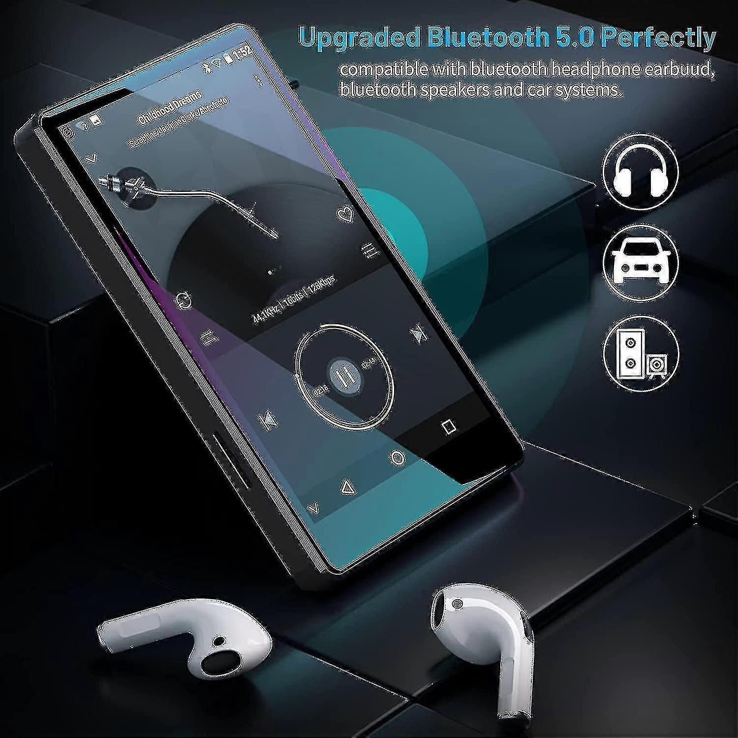 Mp3 Player Bluetooth With Spotify For Kids, Audible,browser(removable),amazon Music,4.0" Ips Display Mp4 Portable Music Player,full Touchscreen Metal zxin