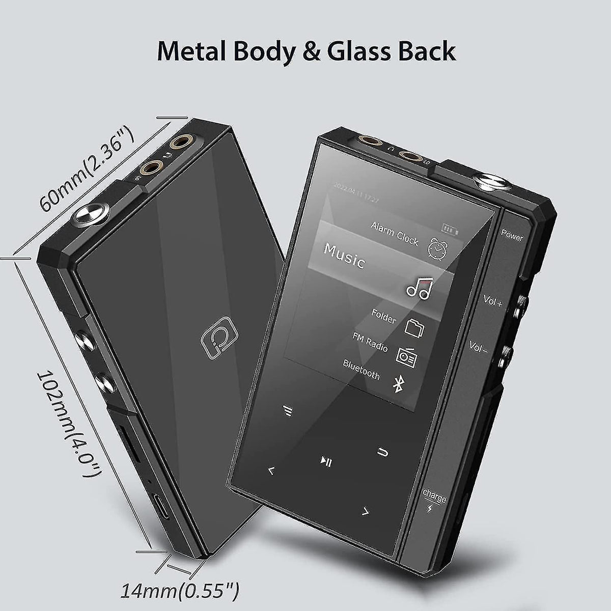 Mp3 Player With Bluetooth 5.0, Phinistec Z6 Music Audio Player With Speaker, Metal Body Amp; Glass Back, Fm Radio, Voice Recorder, E-book