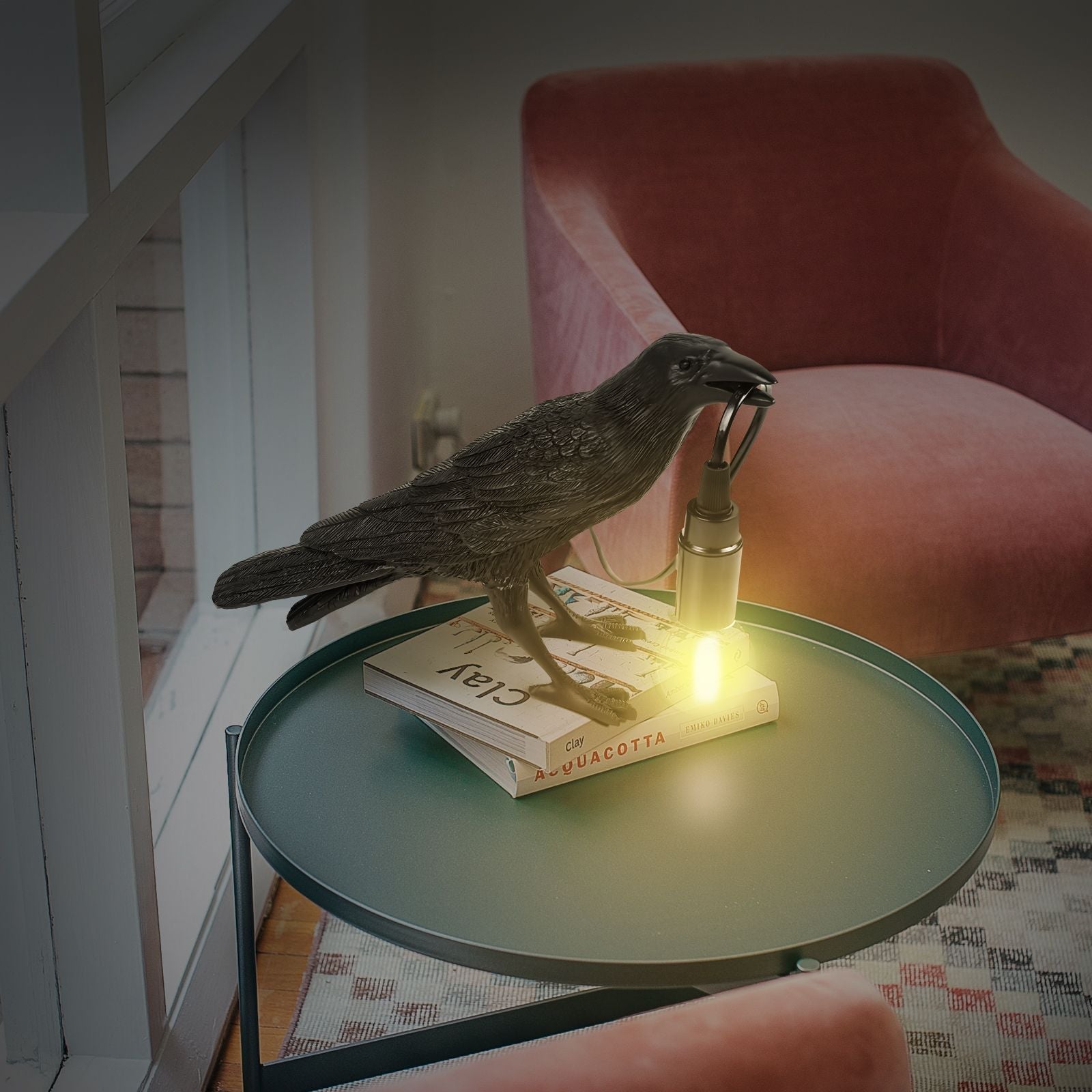 Bird Lamp Resin Crow LED Light Bedroom Wall Sconce Lamp Table Living Room Art Decoration