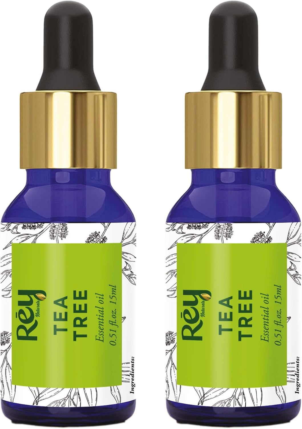 ReyNaturals Tea Tree Oil | Tea Tree Essential Oil for Hair, Skin and Face Care 15 ml Pack of 2