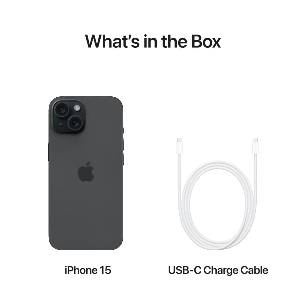 Apple iPhone 15 Smartphone, 6.1 Super Retina XDR OLED Display, A16 Bionic Chip, 256GB Storage, Black