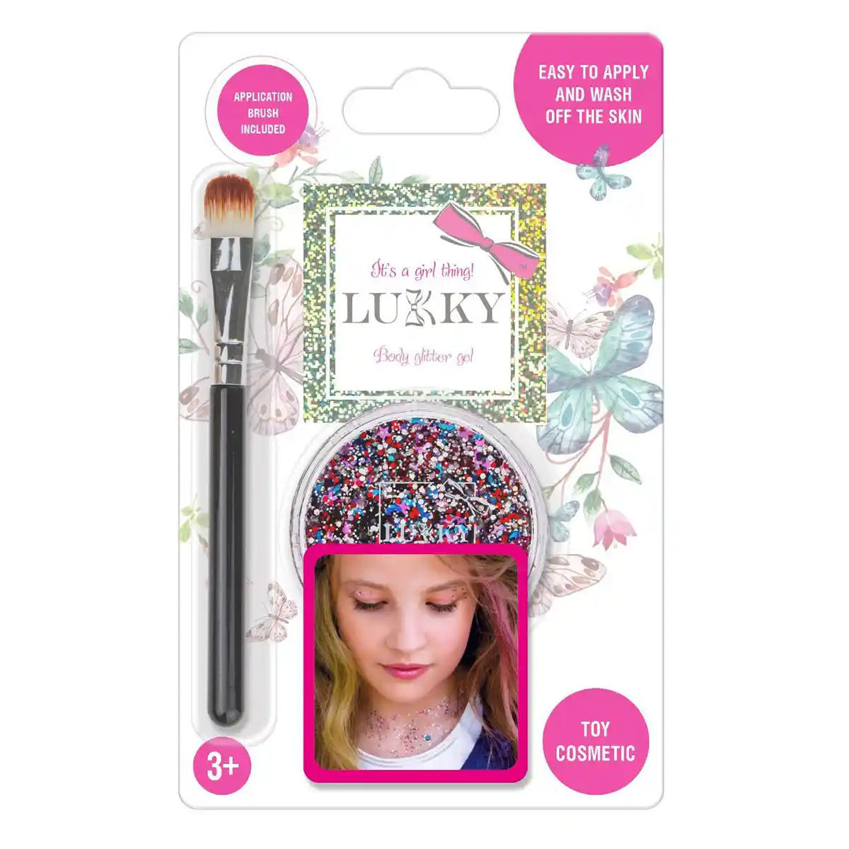 Lukky Body Glitter Gel w/ Brush (25ml) (Color Mix)