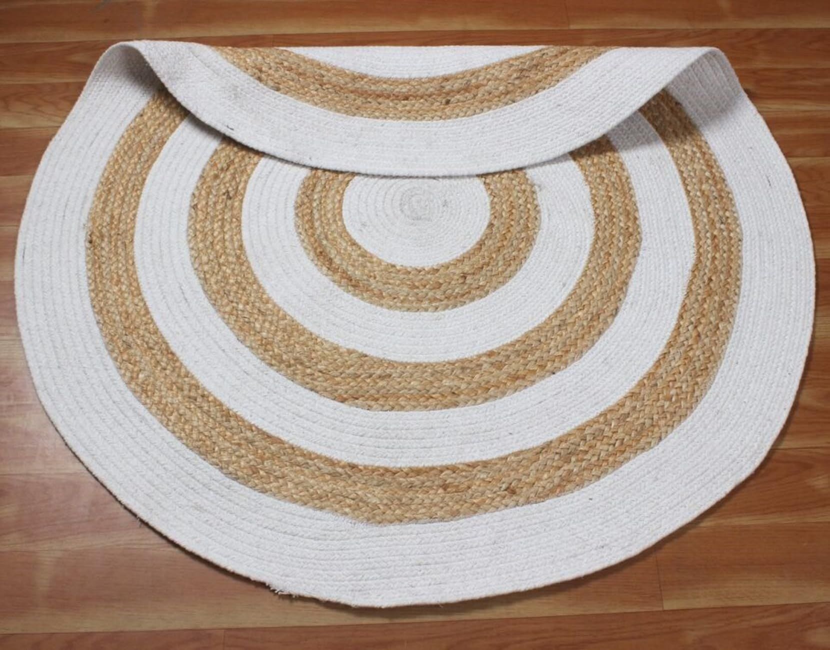 AIESY®  Beautiful Reversible Round Shape Jute Rug for Traffic Area
