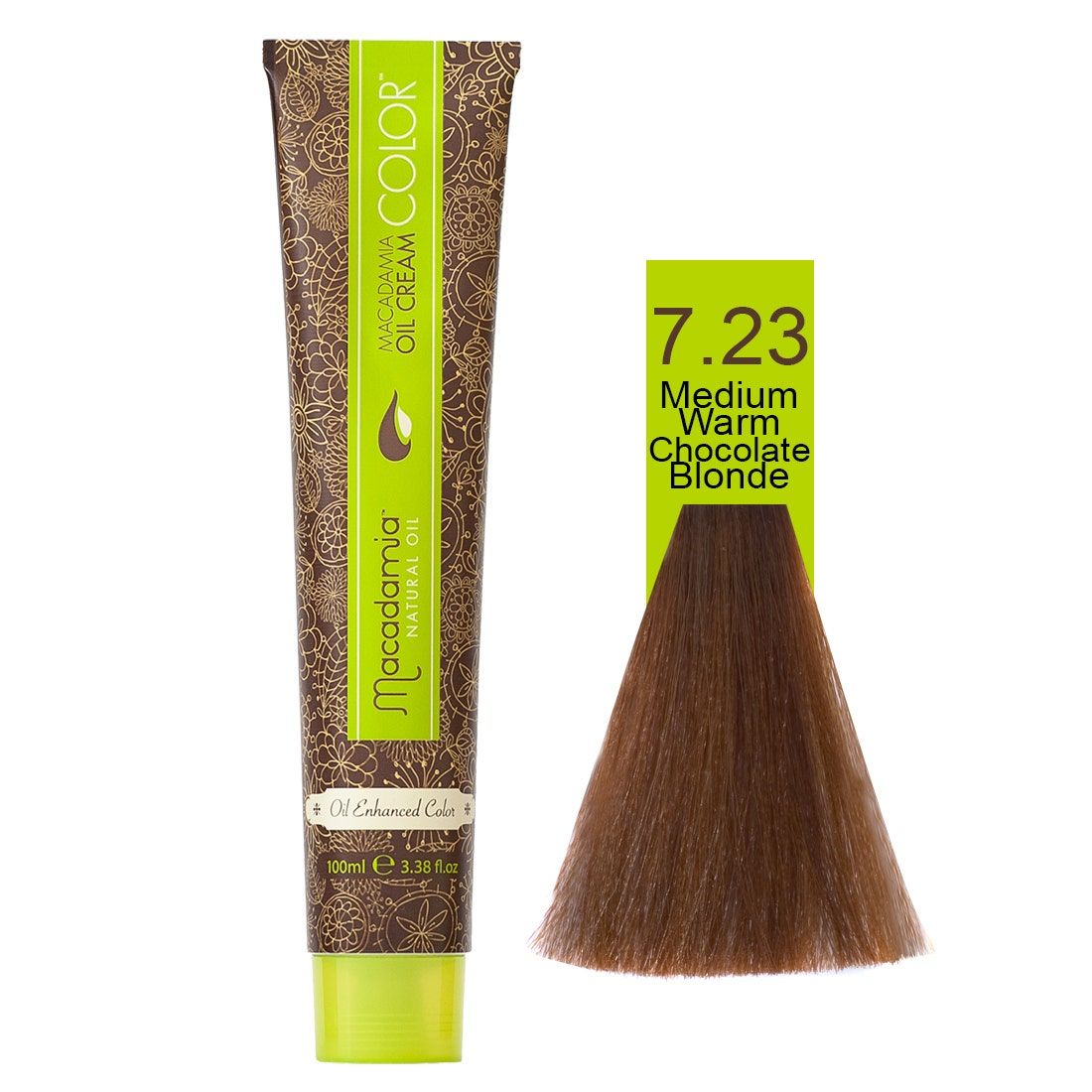 Macadamia Natural Oil Cream Hair Color, 100ml, 7.23 Medium Warm Chocolate Blonde