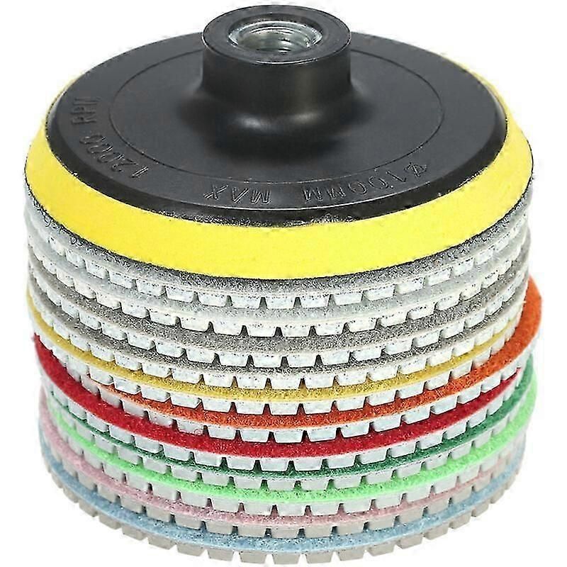 11pcs 4inch Diamond Wet Polishing Pads Grinding Disc+1pc Backing Pad For Granite Marble Stone Ceramic Tile Concrete