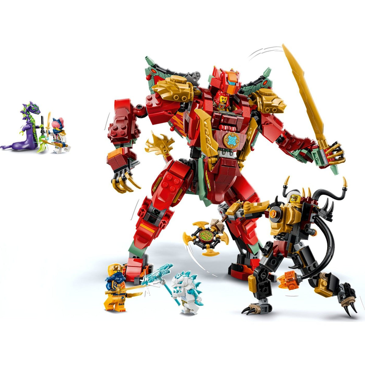 LEGO NINJAGO Wyldfyre's Transforming Dragon Mech Building Set, 821 Pieces, For Age 9+ Years
