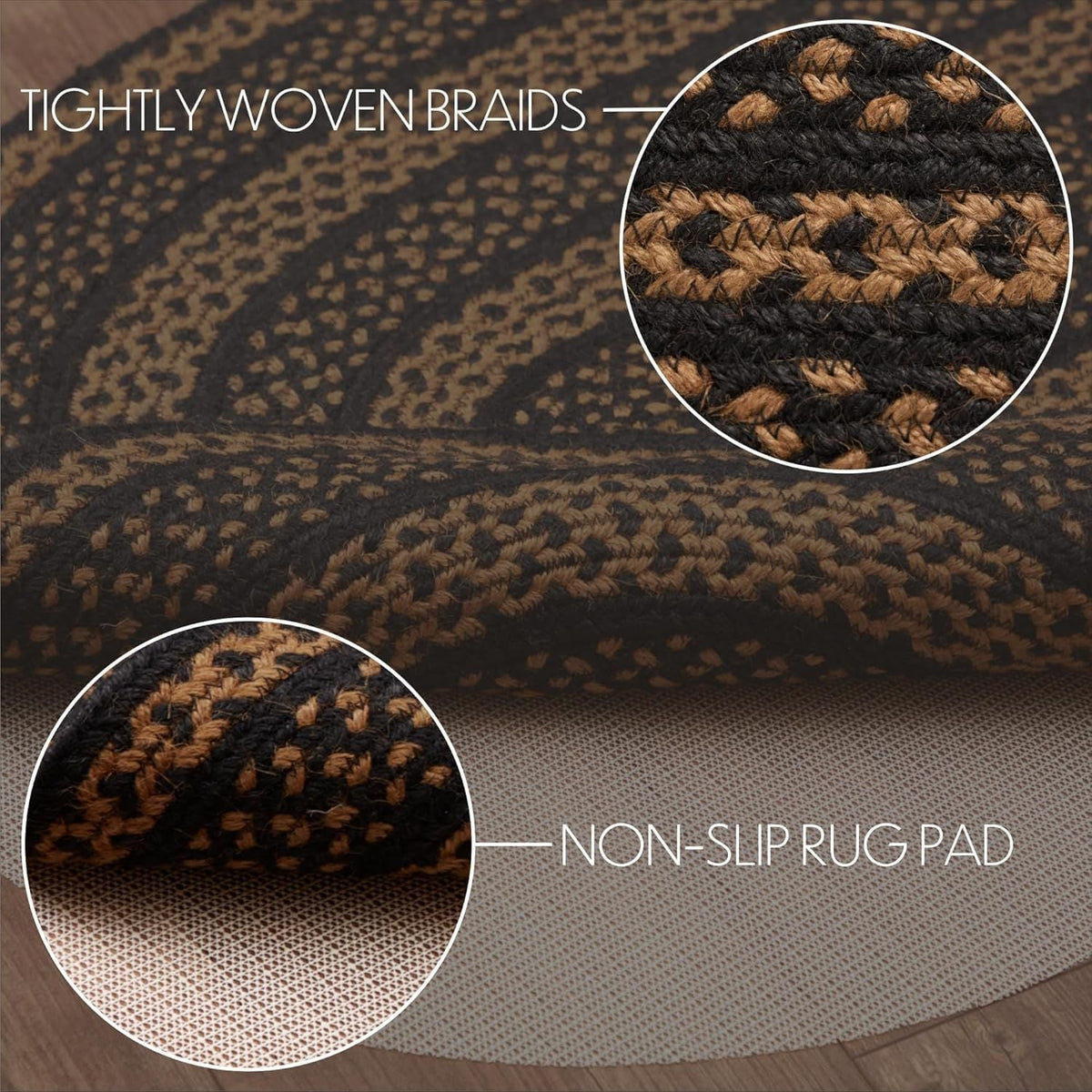 AIESY® Beautiful Reversible Braided Farmhouse Area Geometric Rug
