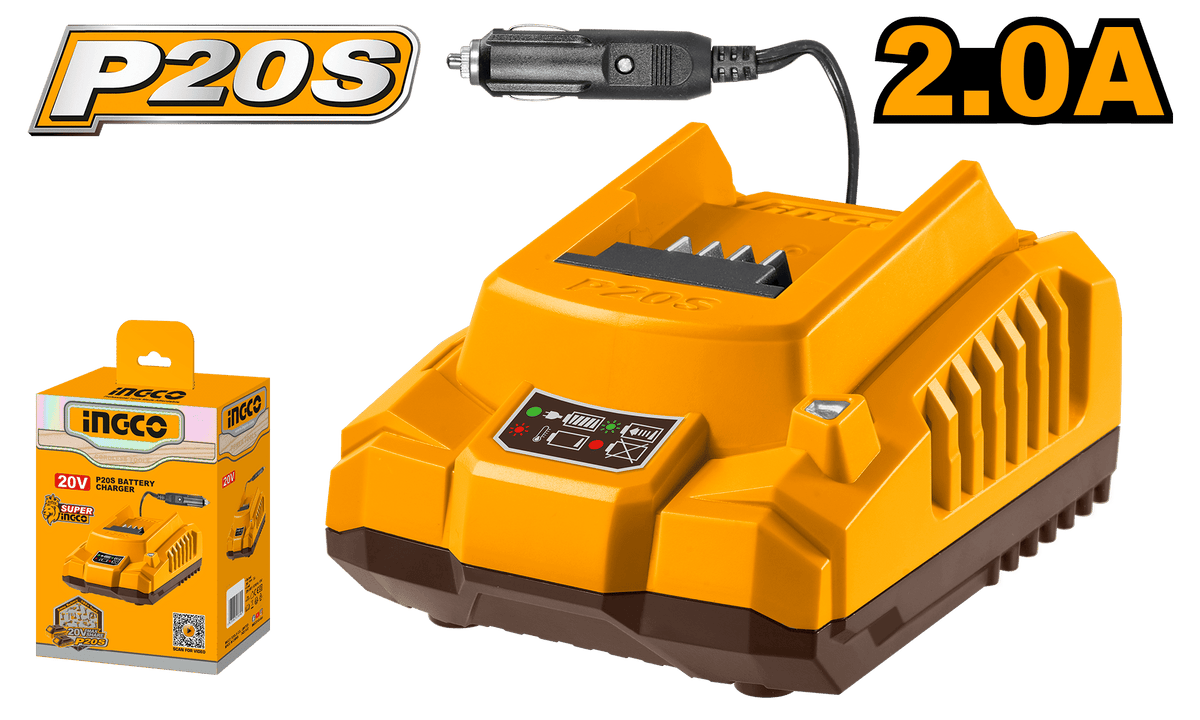 INGCO Car Charger 20V Battery Charger for Power Tools