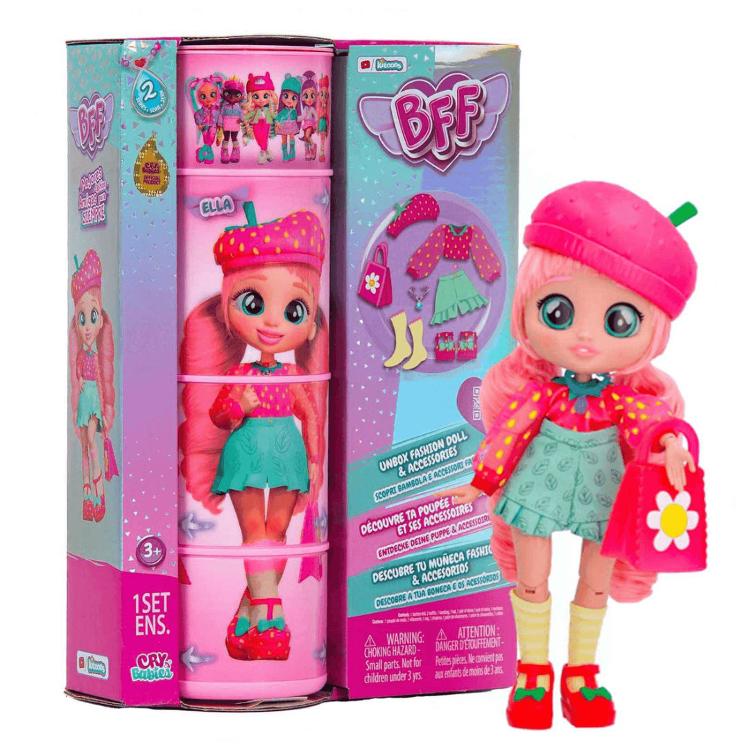 Cry Babies BFF Ella Fashion Doll with Surprises, For Age 3+ Years