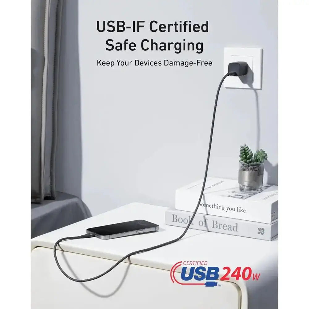 Anker USB-C to USB-C Cable 240W Fast Charging Eco Braided, 3ft