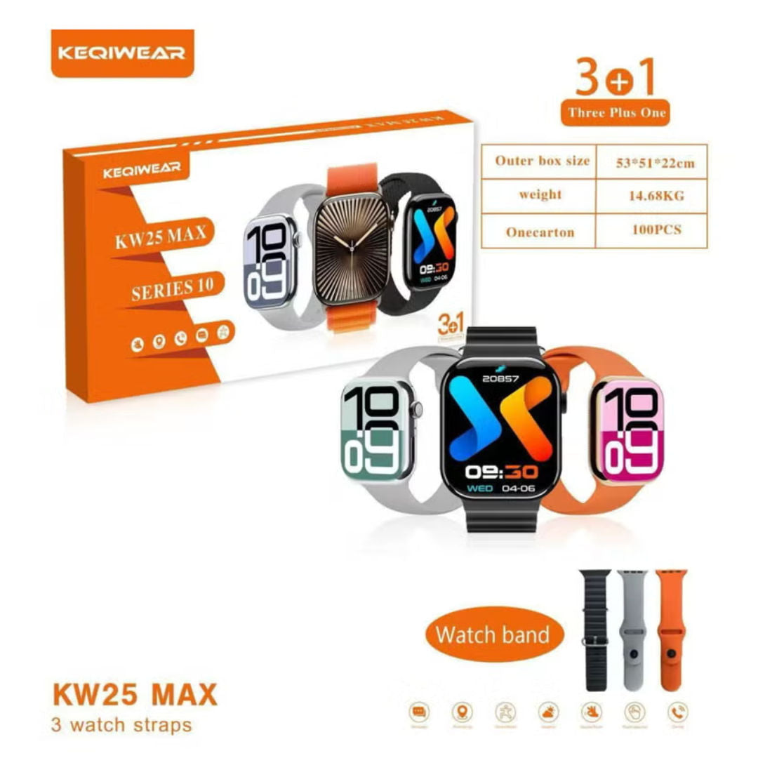 KEQIWEAR KW25 Max Smart Watch with 3 Bands