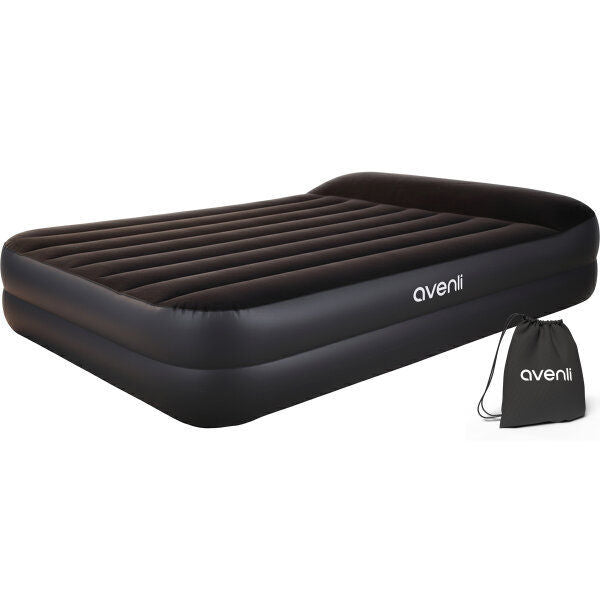 Jilong Avenli High Raised Airbed Twin Size With Built In Pillow, Black, 203x152x46cm