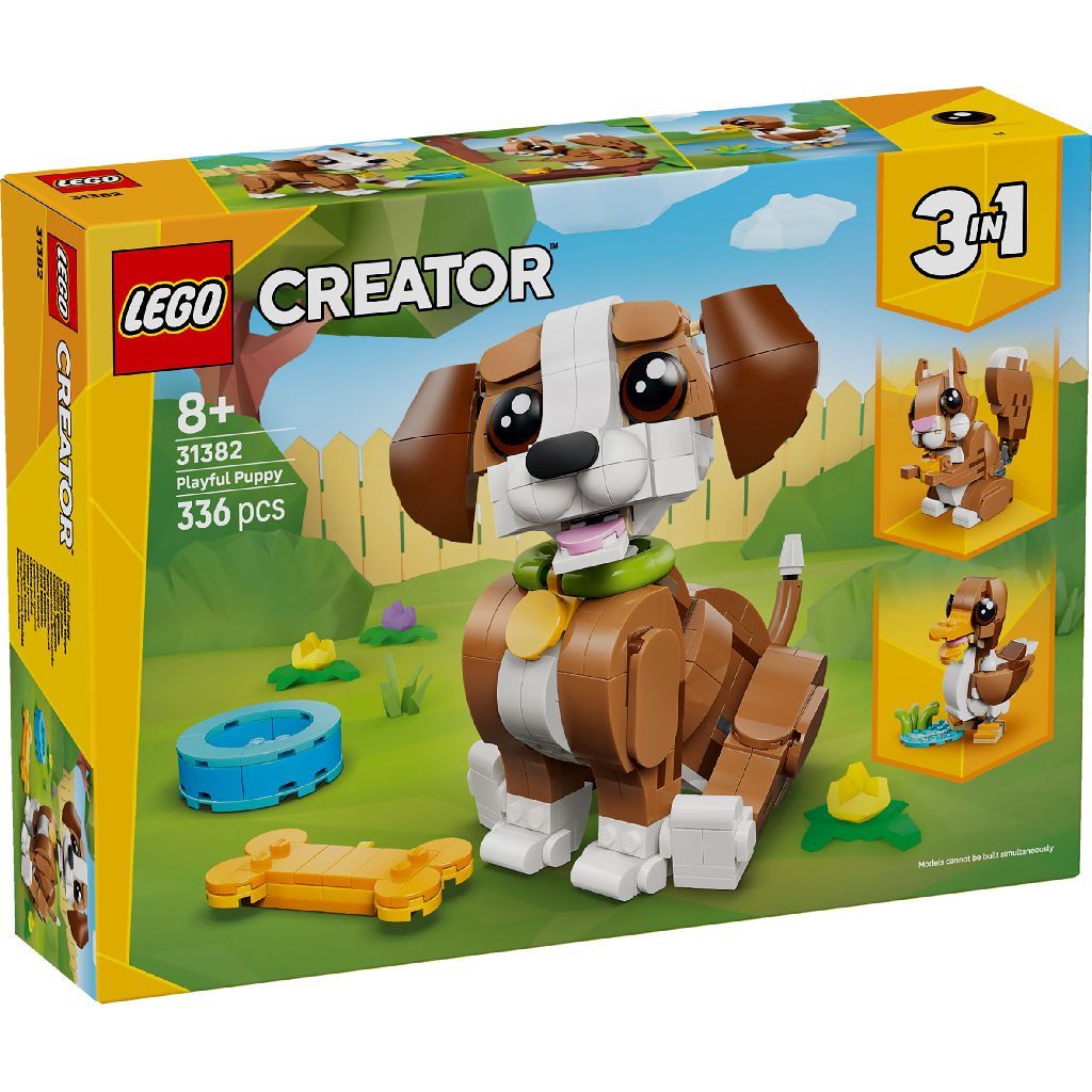LEGO Creator 3 in 1 Cute Animals: Playful Puppy Dog 31382 Building Toy Set 336 Pieces, For Age 8+ Years