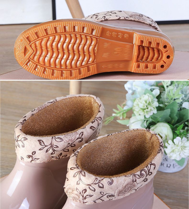 Womens Waterproof Thickened Rubber Rain Boots Non Slip Wear-Resistant Water Boots
