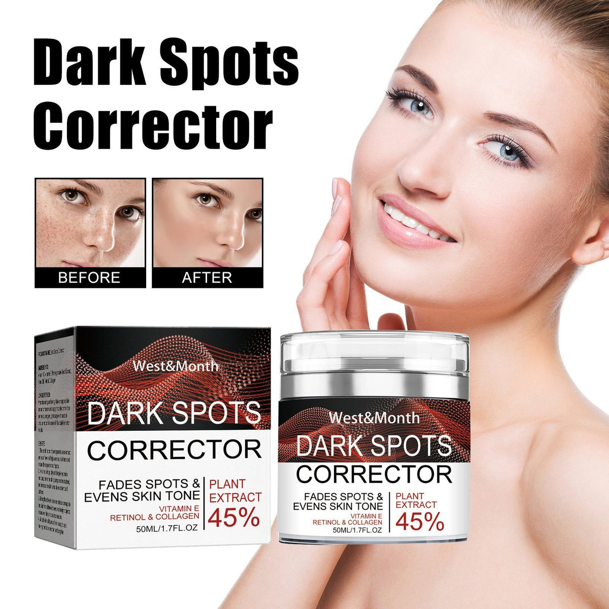 Brighten Skin and Repair Dark Spots, Vitamin C, E, Retinol, Moisturizing Cream ,50ml