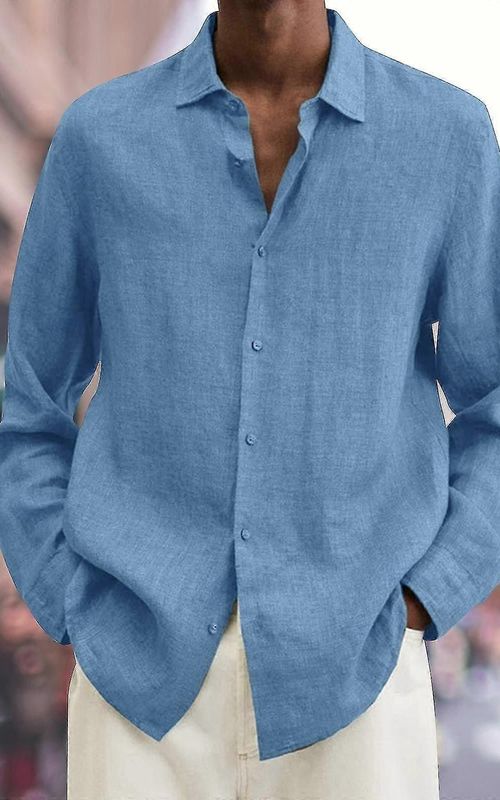 Men's Linen Long Sleeve Regular-Fit Shirt