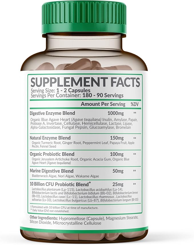 Wholesome Wellness Digestive Enzymes 1000MG With Probiotics & Prebiotics 180 Capsules