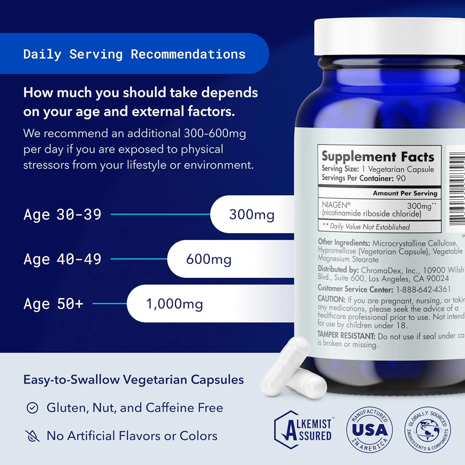 TruNiagen 90ct/300mg Multi Award Winning Patented NAD+ Boosting Supplement - More Efficient Than NMN - Nicotinamide Riboside for Cellular Energy Metabolism & Repair. Vitality, Muscle Health, Healthy Aging