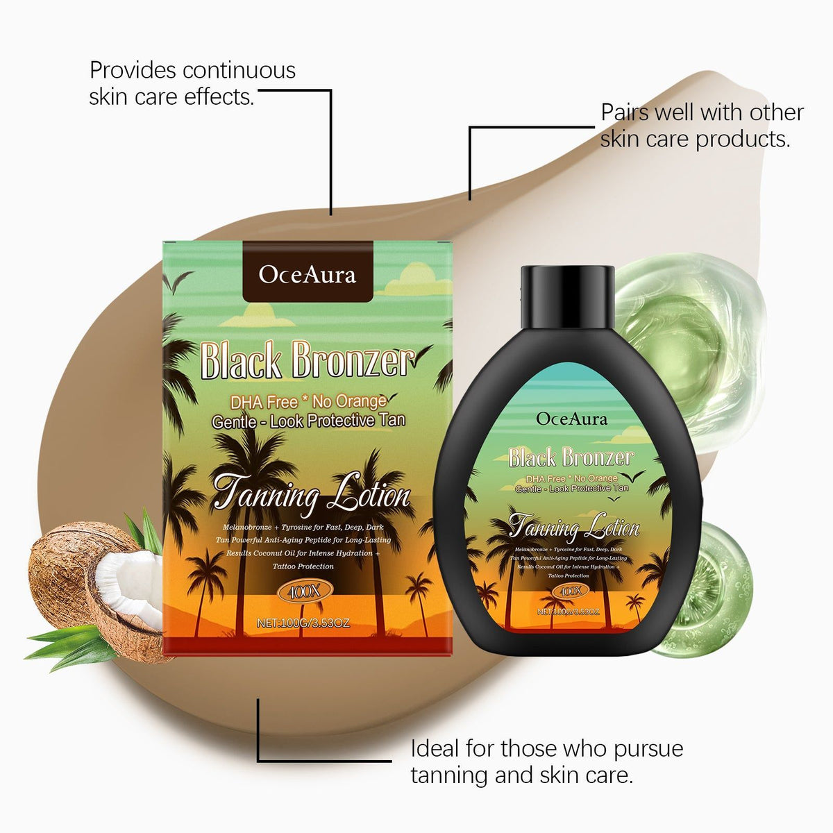 Coconut Darkening Lotion, Nourish Skin, Natural Summer Tan, Long-Lasting Moisture ,100g