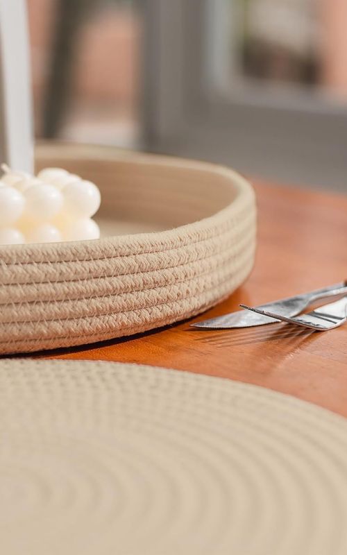 AIESY® Beautiful Round Woven Cotton Rope Placemats Set