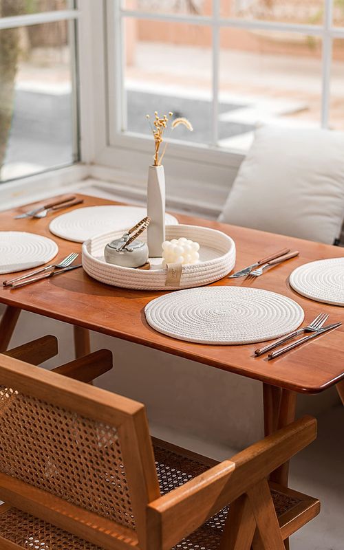 AIESY® Beautiful Round Woven Cotton Rope Placemats Set