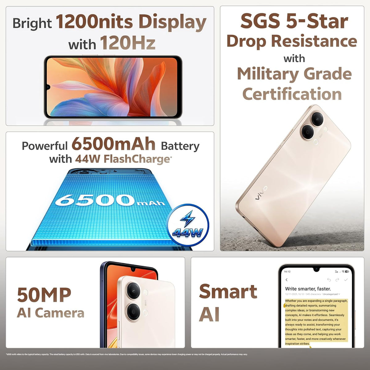 vivo Y21 5G Smartphone, 4GB RAM, 256GB Storage, 6.74" Display, 6500mAh Battery, 44W FlashCharge, Dual SIM