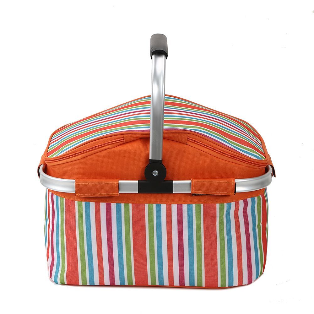 Insulated Picnic Basket Foldable Thermal Cooler Tote with Aluminum Handle