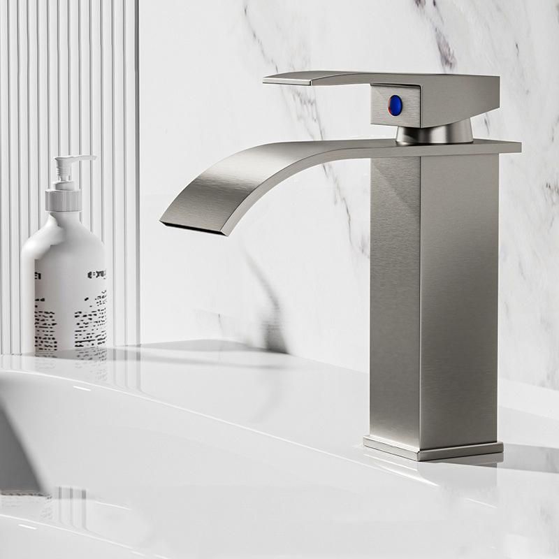 Waterfall Wash Basin Faucet S Low Steel Grey